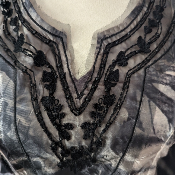 B.L.E.U brand Satin and Applique Embellished top, Size S - Picture 2 of 3